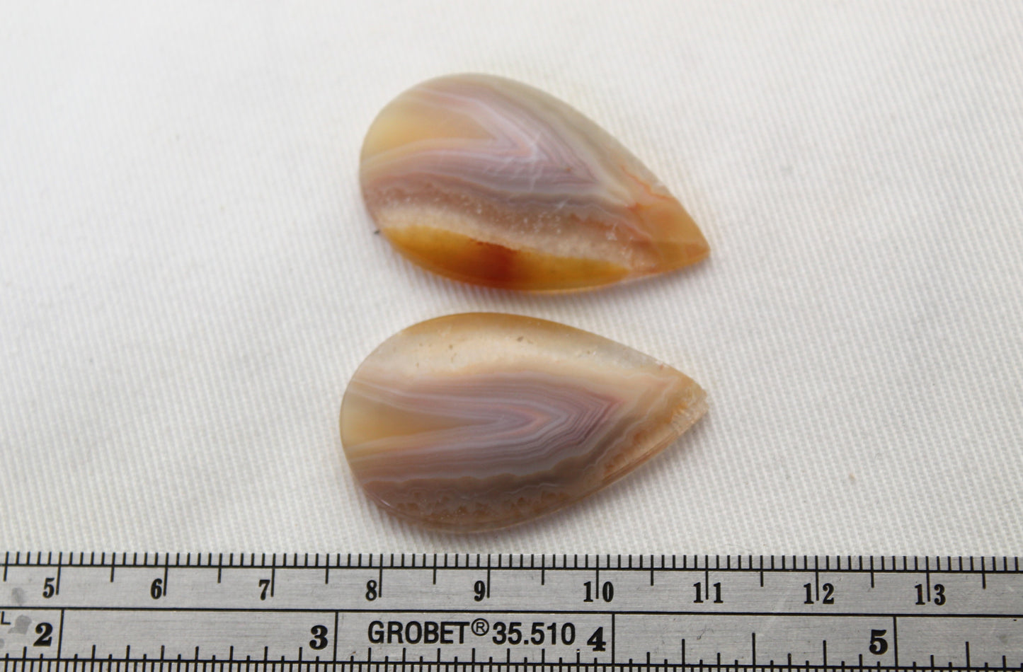 Banded Agates Cabochons Gemstone Pair teardrop