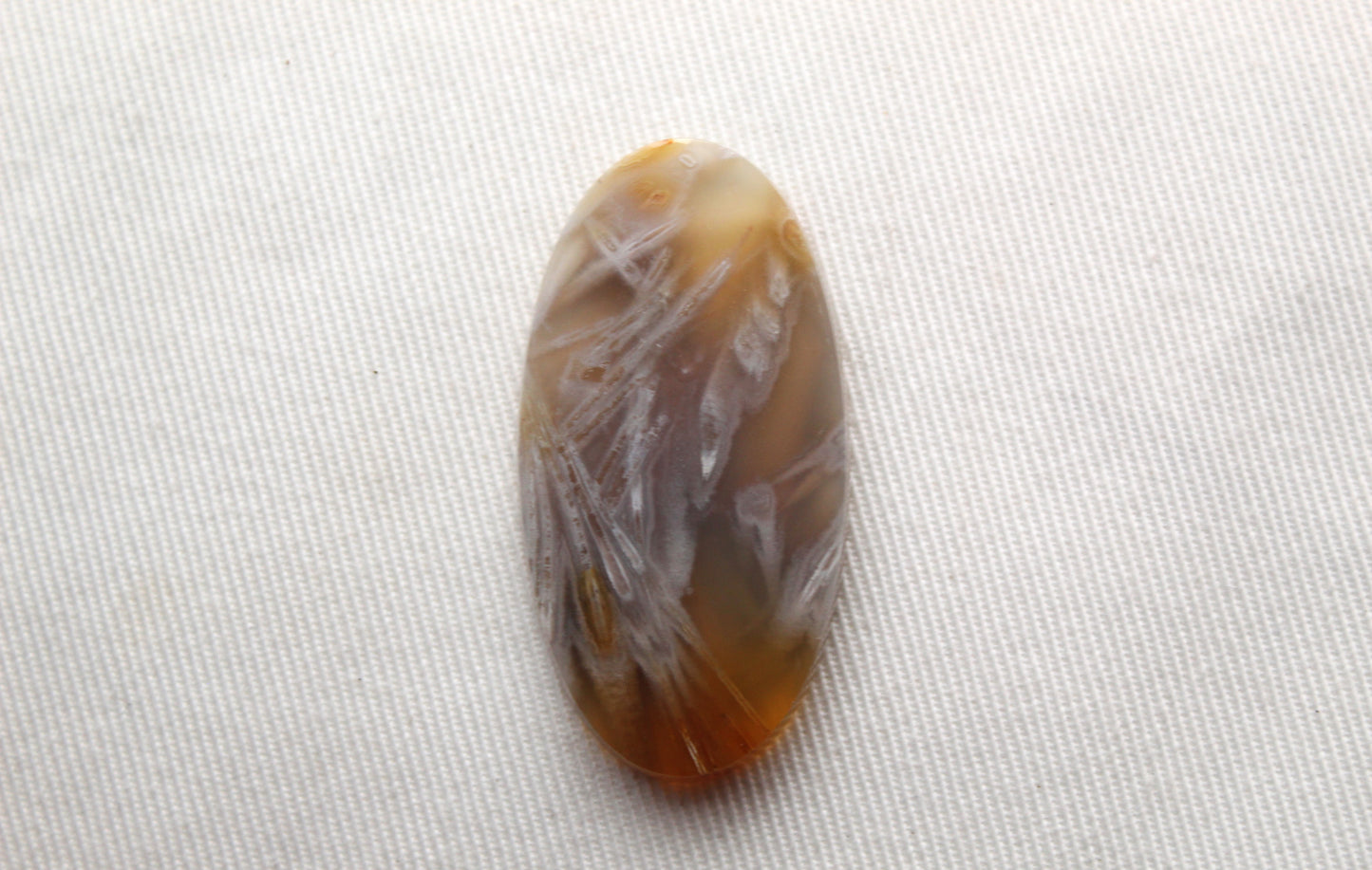 Tube Agate Oval Cabochon Transludent Gemstone Yellow grey