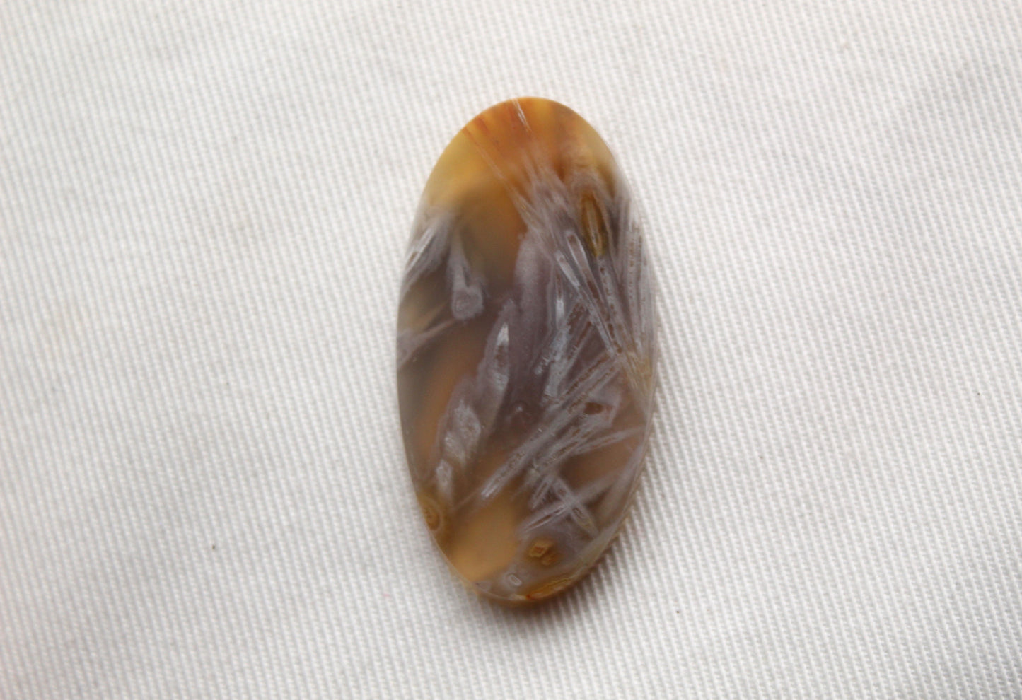 Tube Agate Oval Cabochon Transludent Gemstone Yellow grey