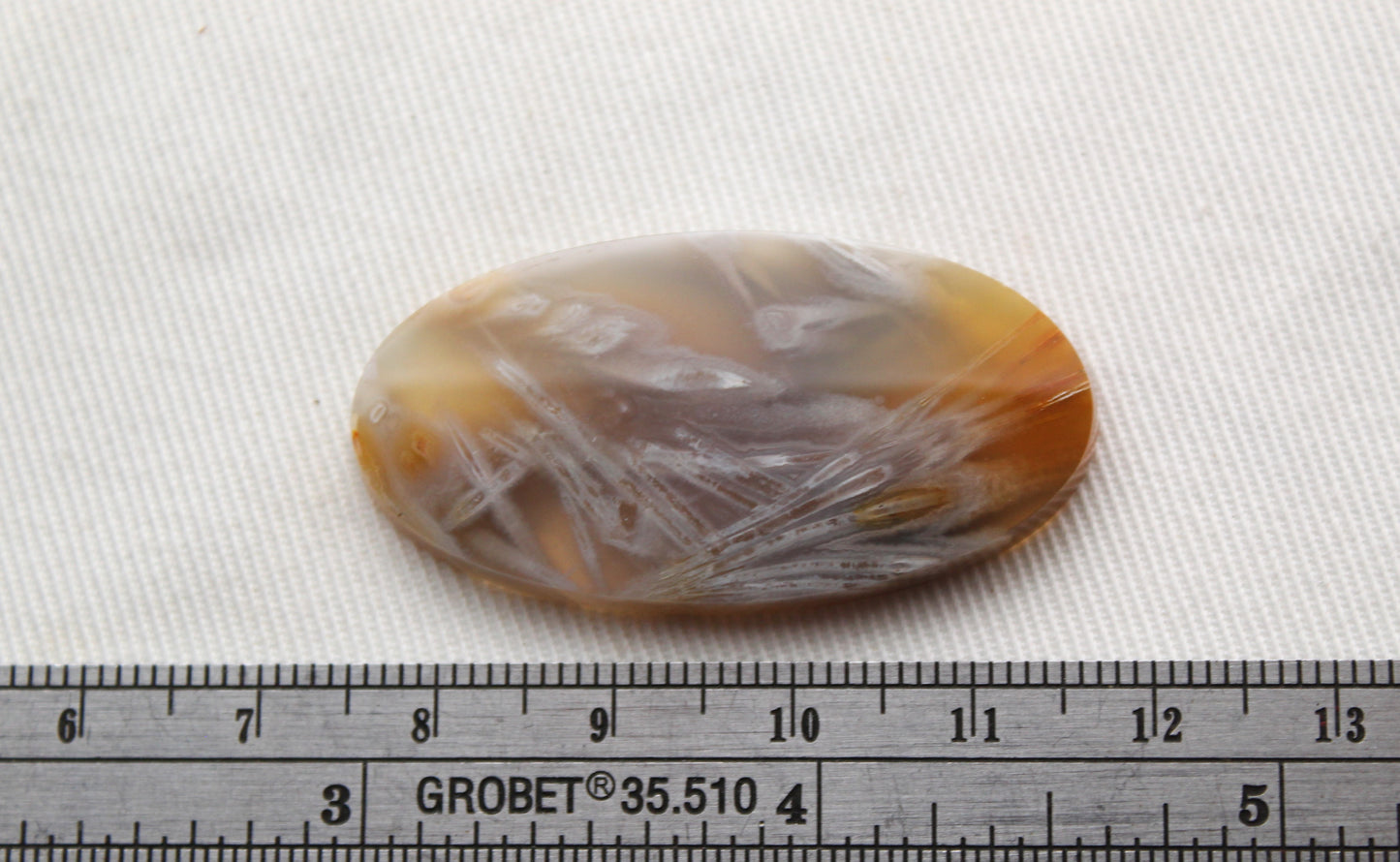 Tube Agate Oval Cabochon Transludent Gemstone Yellow grey