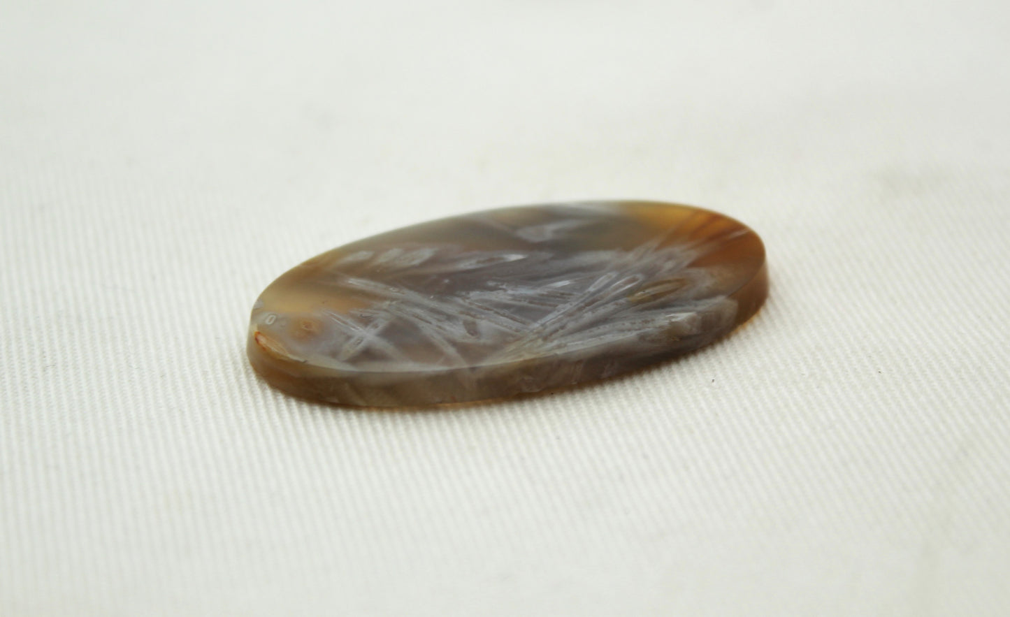 Tube Agate Oval Cabochon Transludent Gemstone Yellow grey