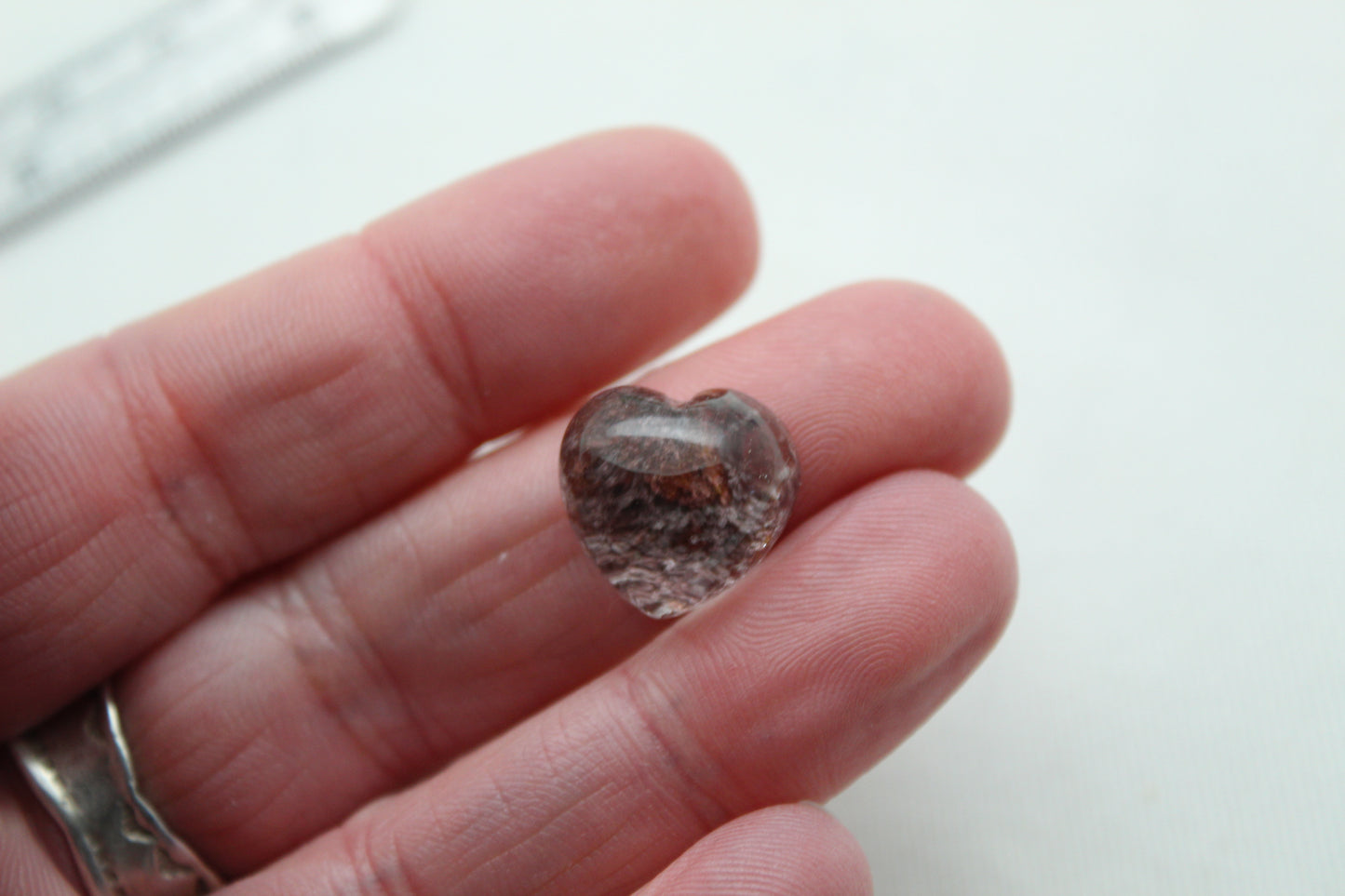 Small Garden Quartz Cabochon gemstone Heart