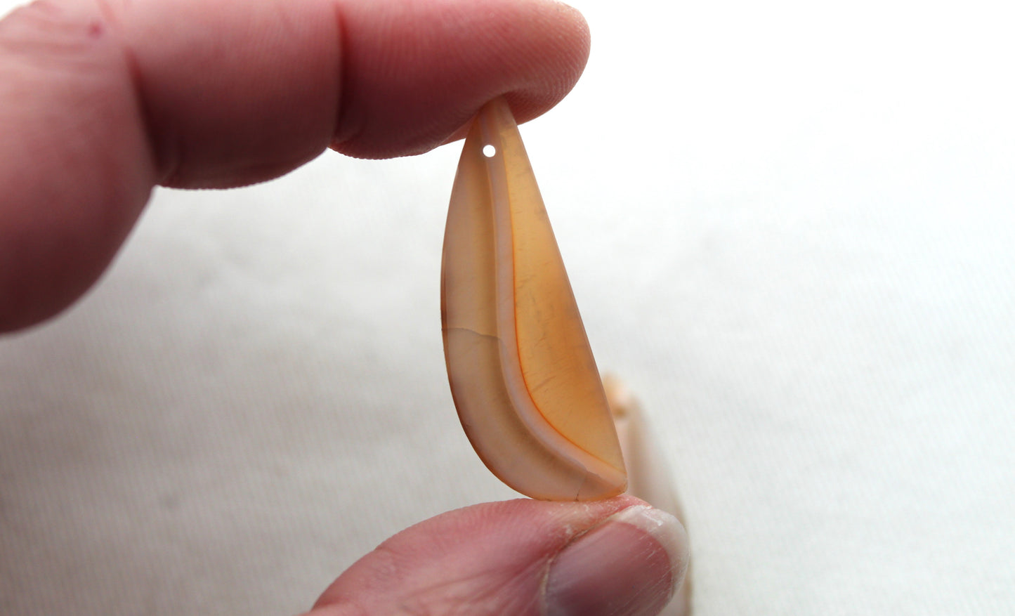 Drilled Banded Agate Gemstone orange white gemstone<br>