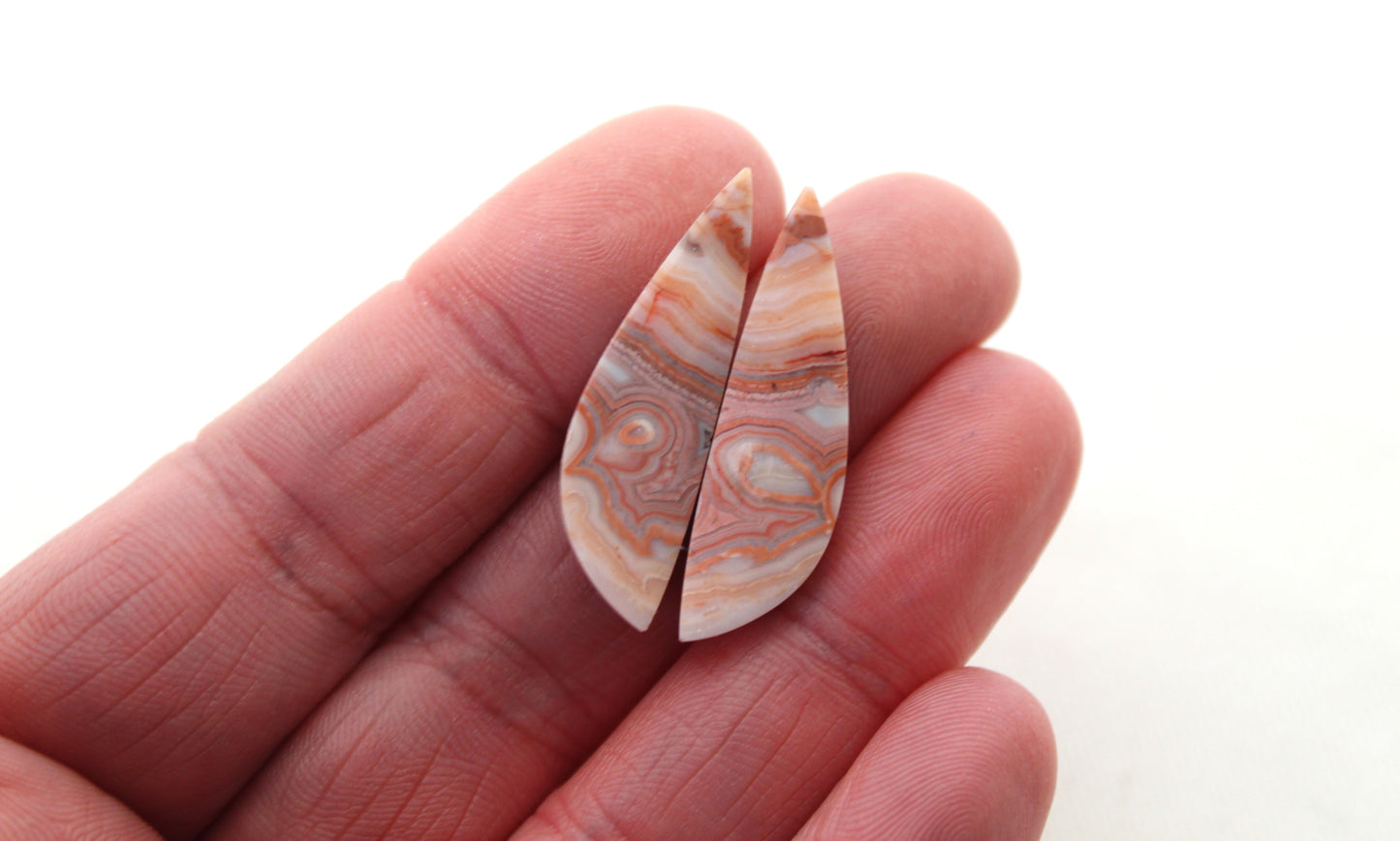 Banded Agates Cabochons Gemstone Pair multicolors