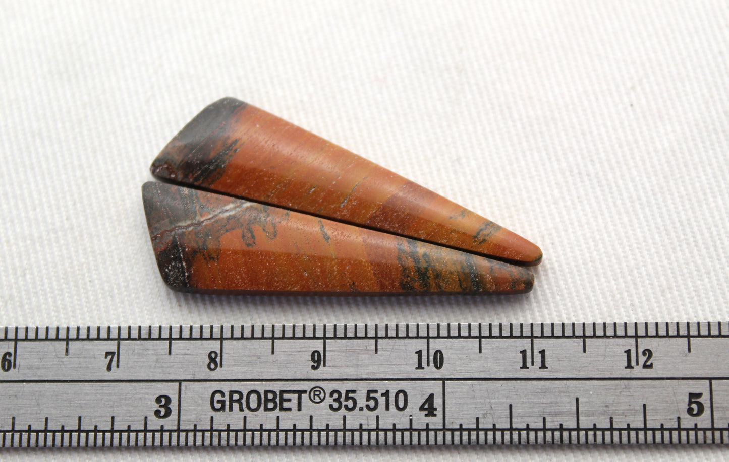 Thin Australian Petrified wood Cabochon Pair triangle