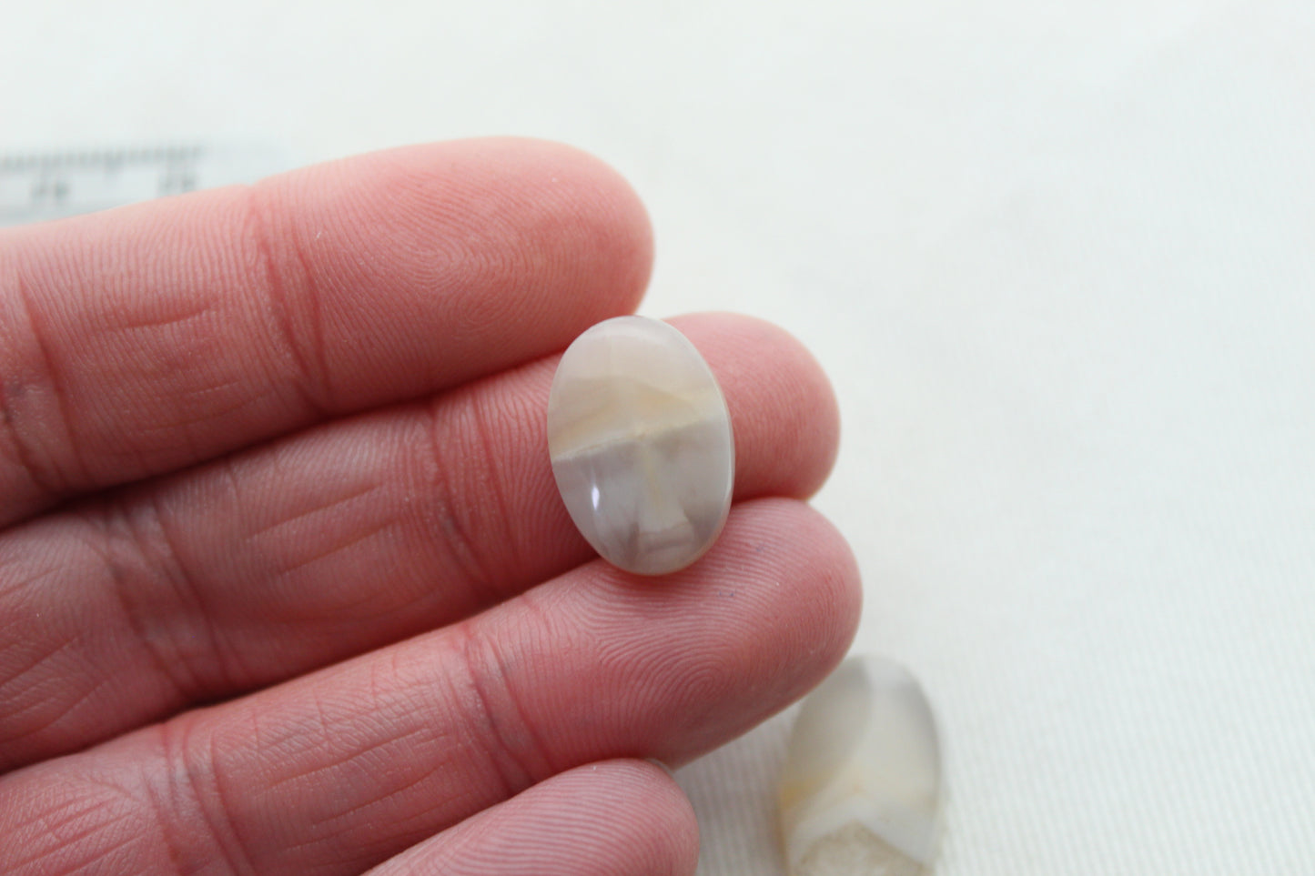 TWO white Agate Cabochons Gemstones Oval mismatch