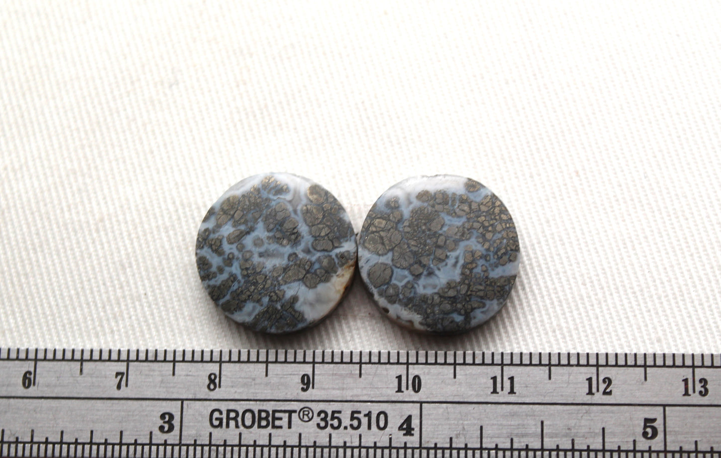 Paire Cabochons Marcassites Ronds Pierres Précieuses 17MM