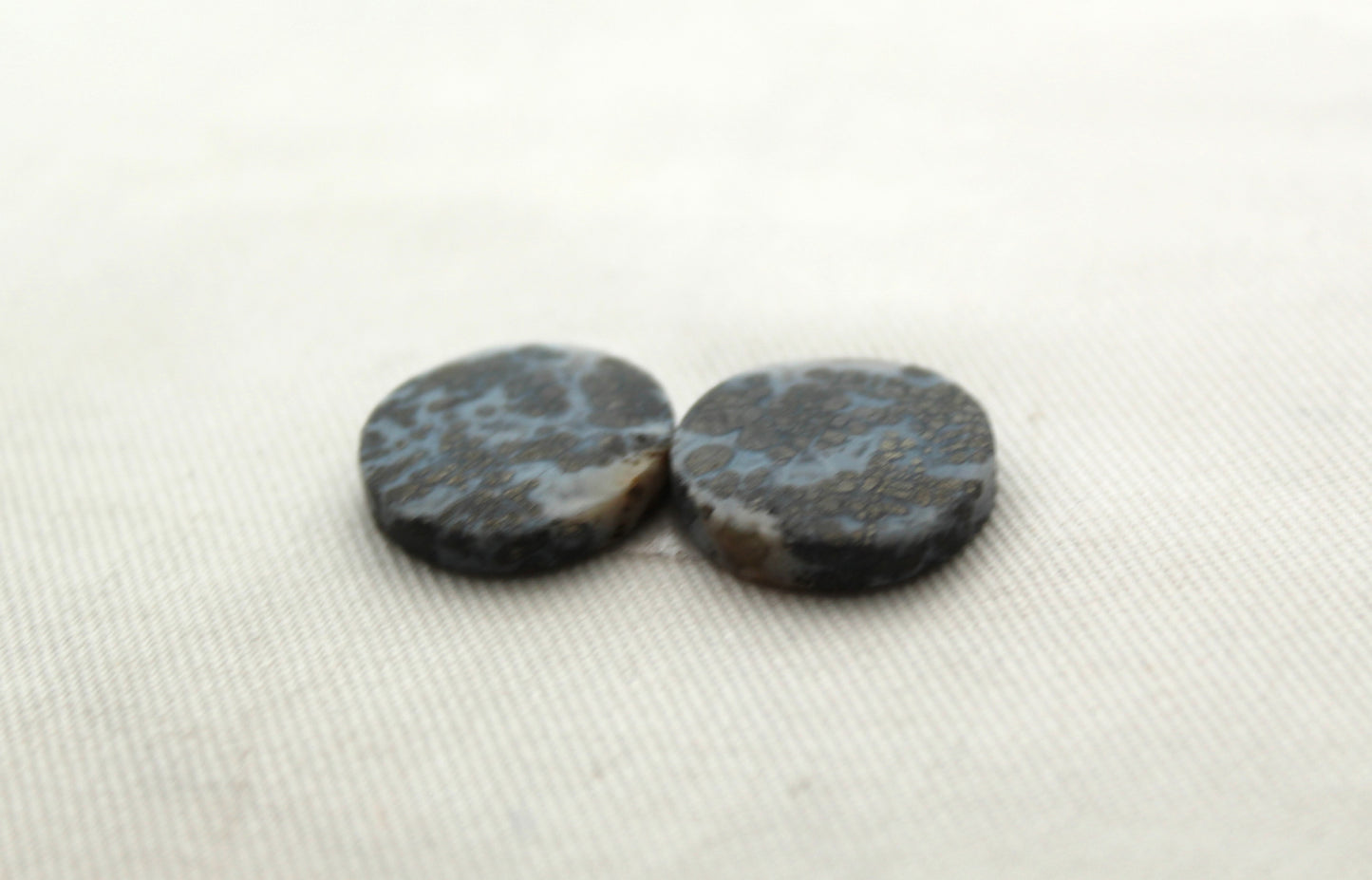 Paire Cabochons Marcassites Ronds Pierres Précieuses 17MM