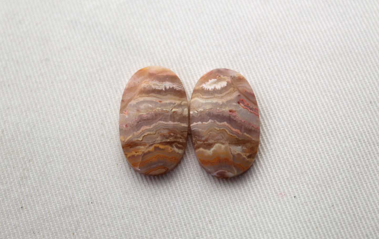 Lace Agates Cabochons Gemstone Pair multicolors