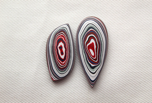 TWO Fordite Cabochon multicolors mismatch