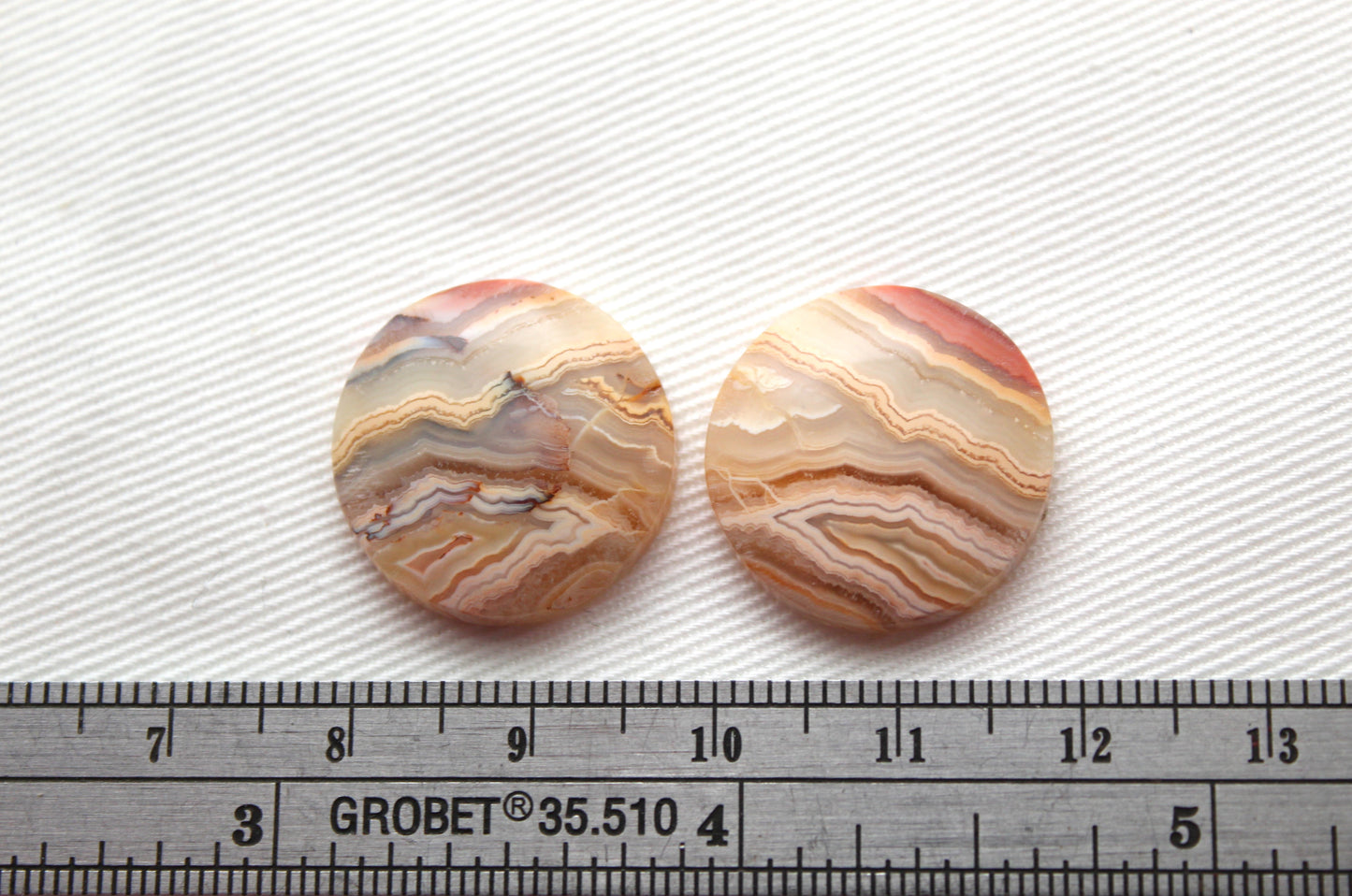 Lace Agates Cabochons Gemstone Pair round 20MM