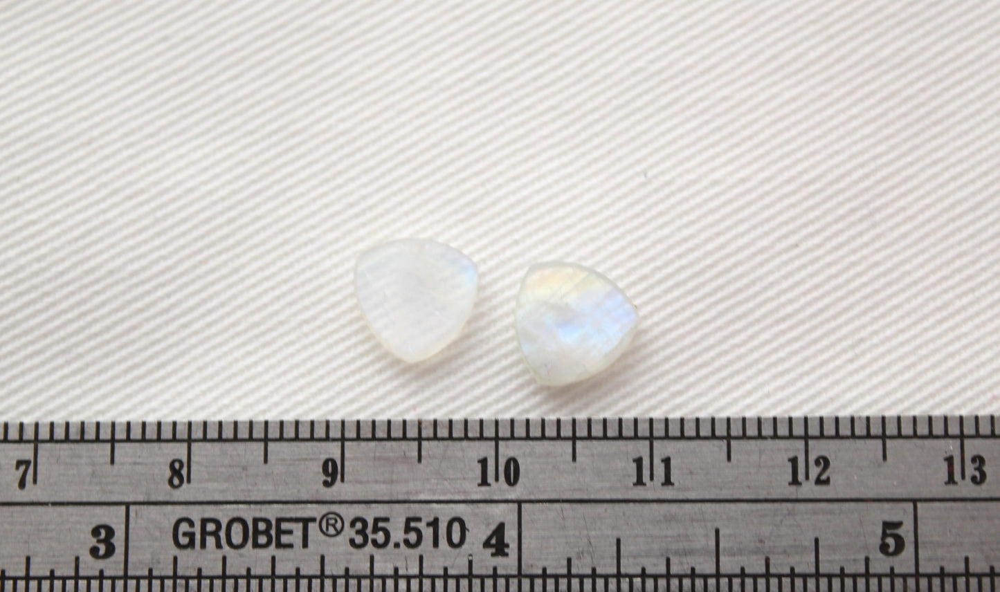 Paire de cabochons plats en pierre de lune blanche 10 MM Pierres gemmes rondes