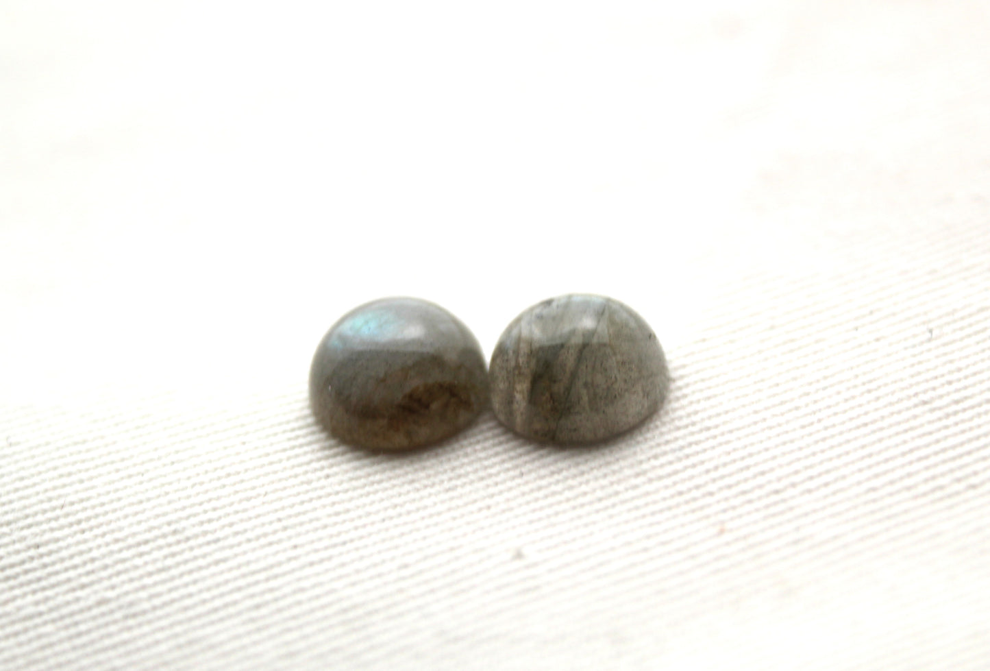 DEUX cabochons Labradorite ronds 10MM Gemme bleue