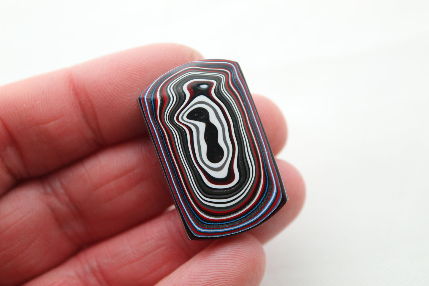 Rectangle Fordite Cabochon white red black blue Cushion