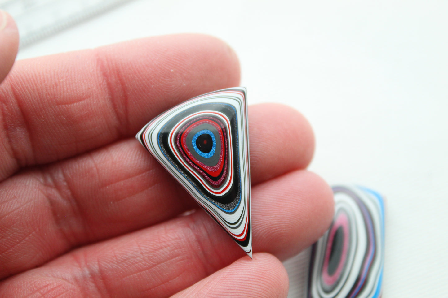 TWO Fordite Cabochon pink black white mismatch