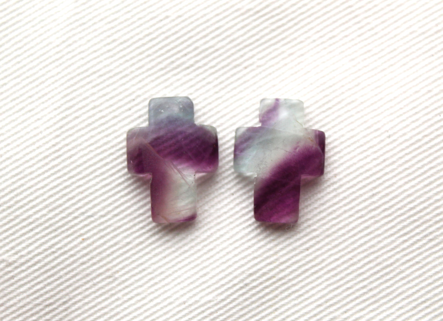 Pair of fluorite cabochons Gemstones Cross 12X16MM