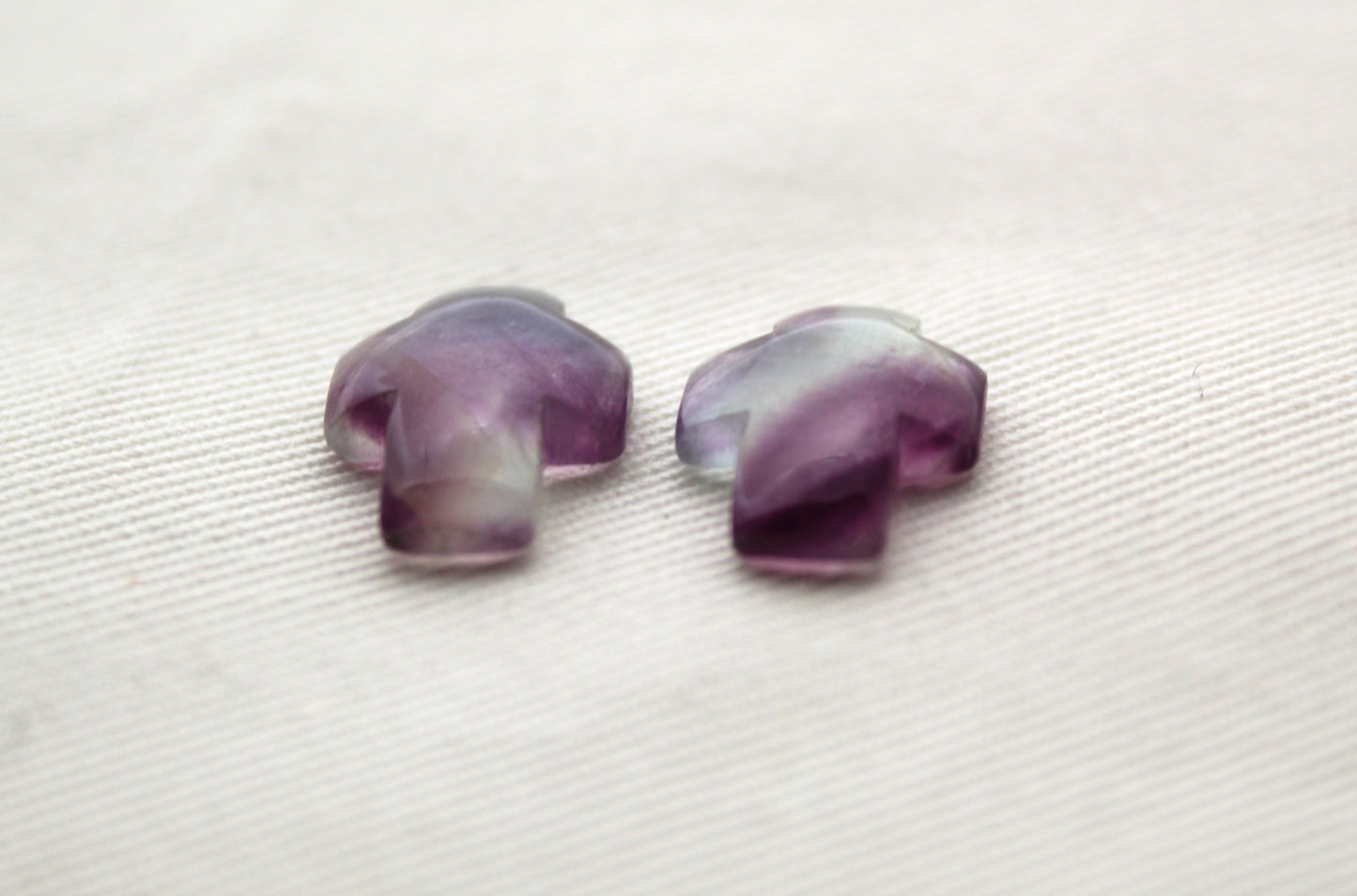 Pair of fluorite cabochons Gemstones Cross 12X16MM