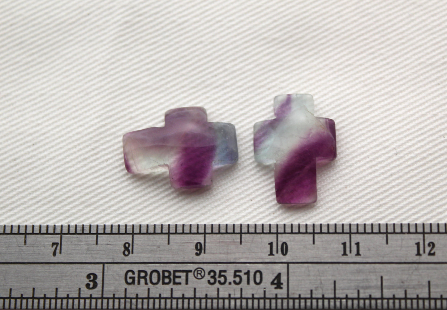 Pair of fluorite cabochons Gemstones Cross 12X16MM