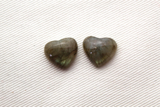 TWO  Labradorite Cabochon 12X13MM heart