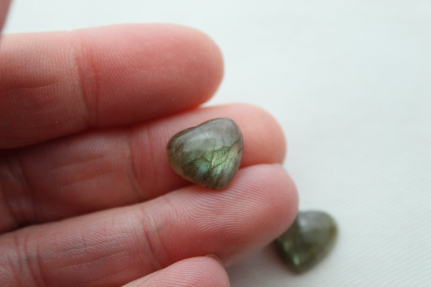 TWO  Labradorite Cabochon 12X13MM heart