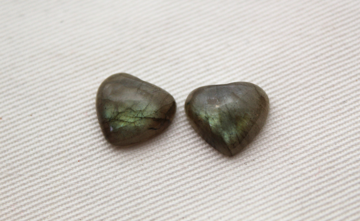 TWO  Labradorite Cabochon 12X13MM heart