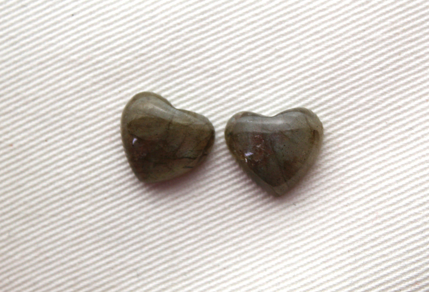 TWO  Labradorite Cabochon 12X13MM heart