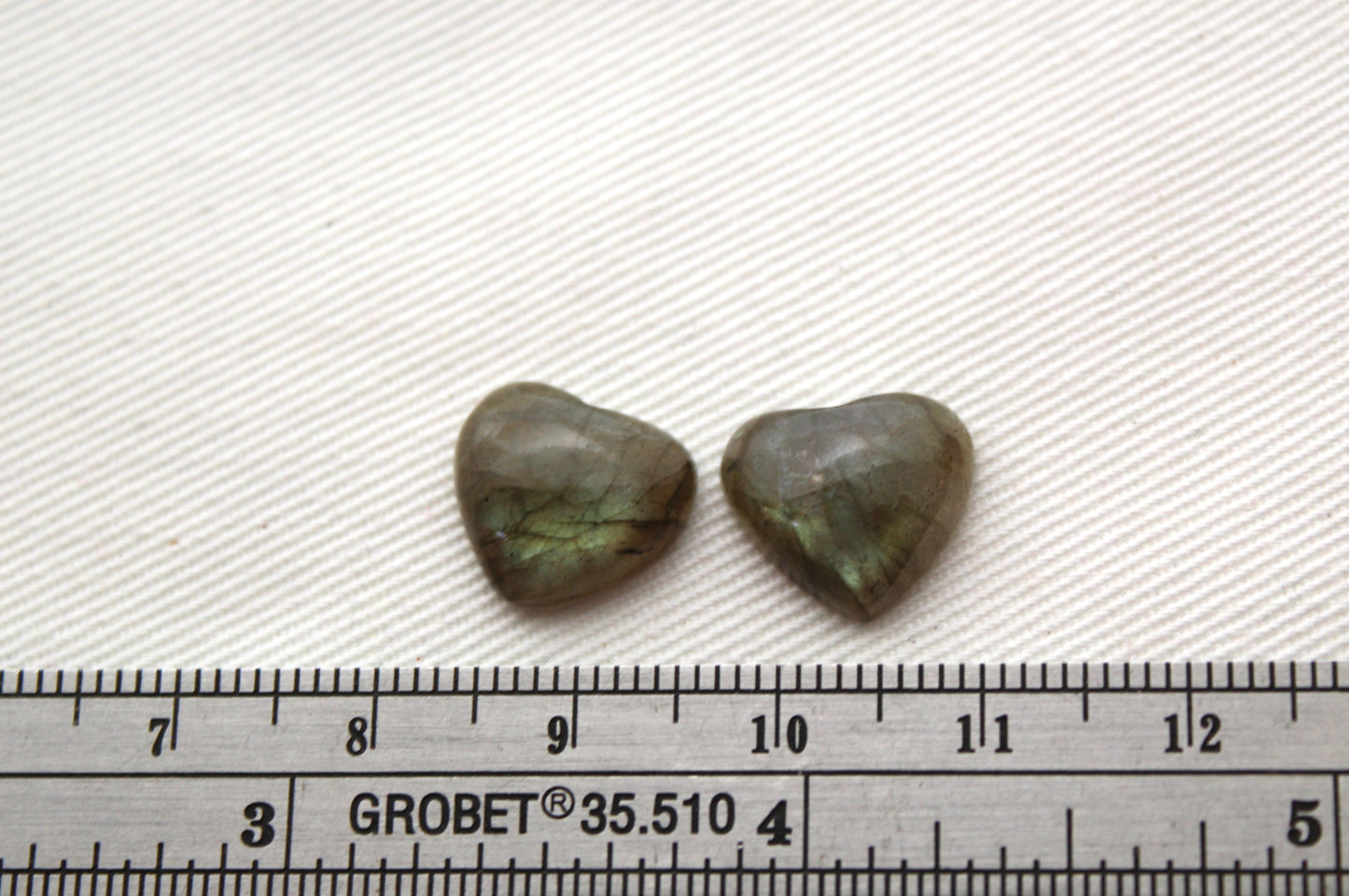 TWO  Labradorite Cabochon 12X13MM heart