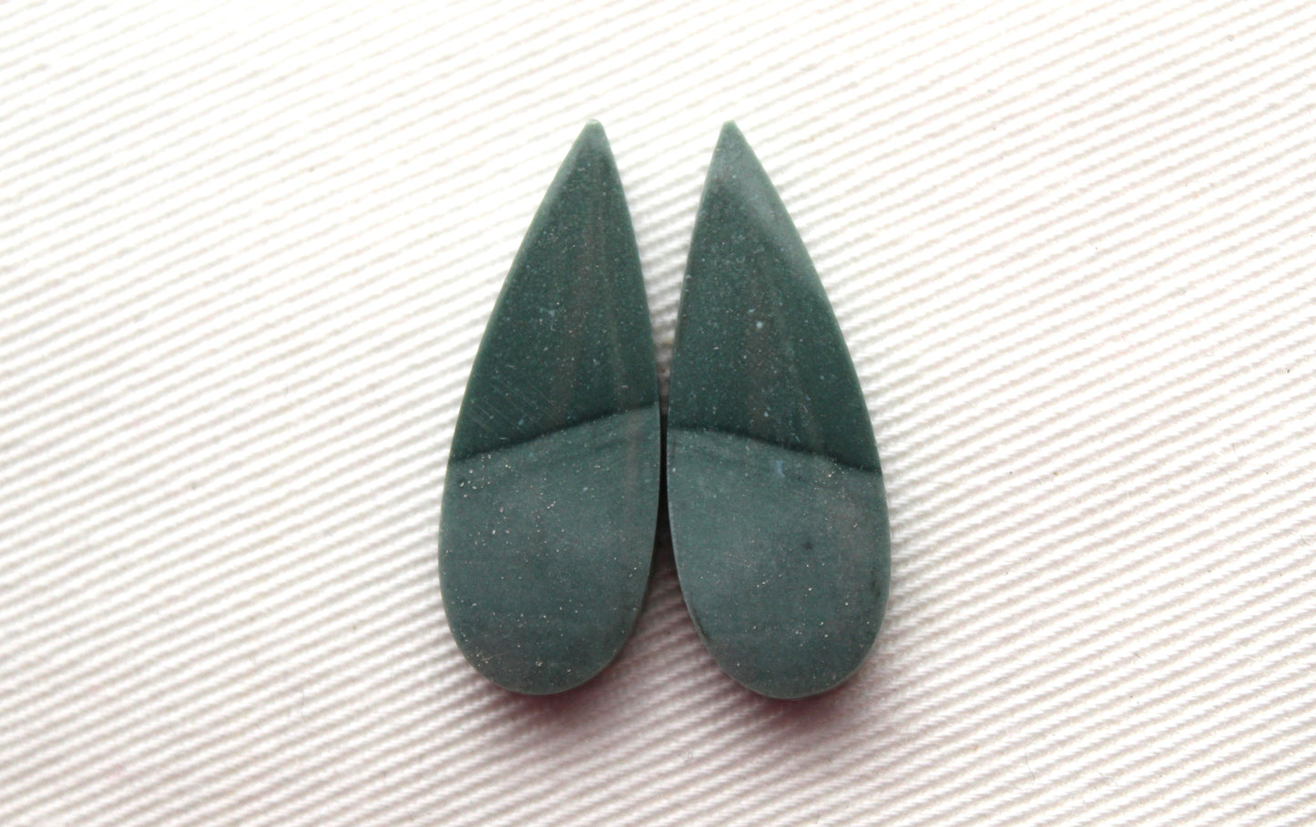 Pair of Imperial green Jasper Cabochons teardrop