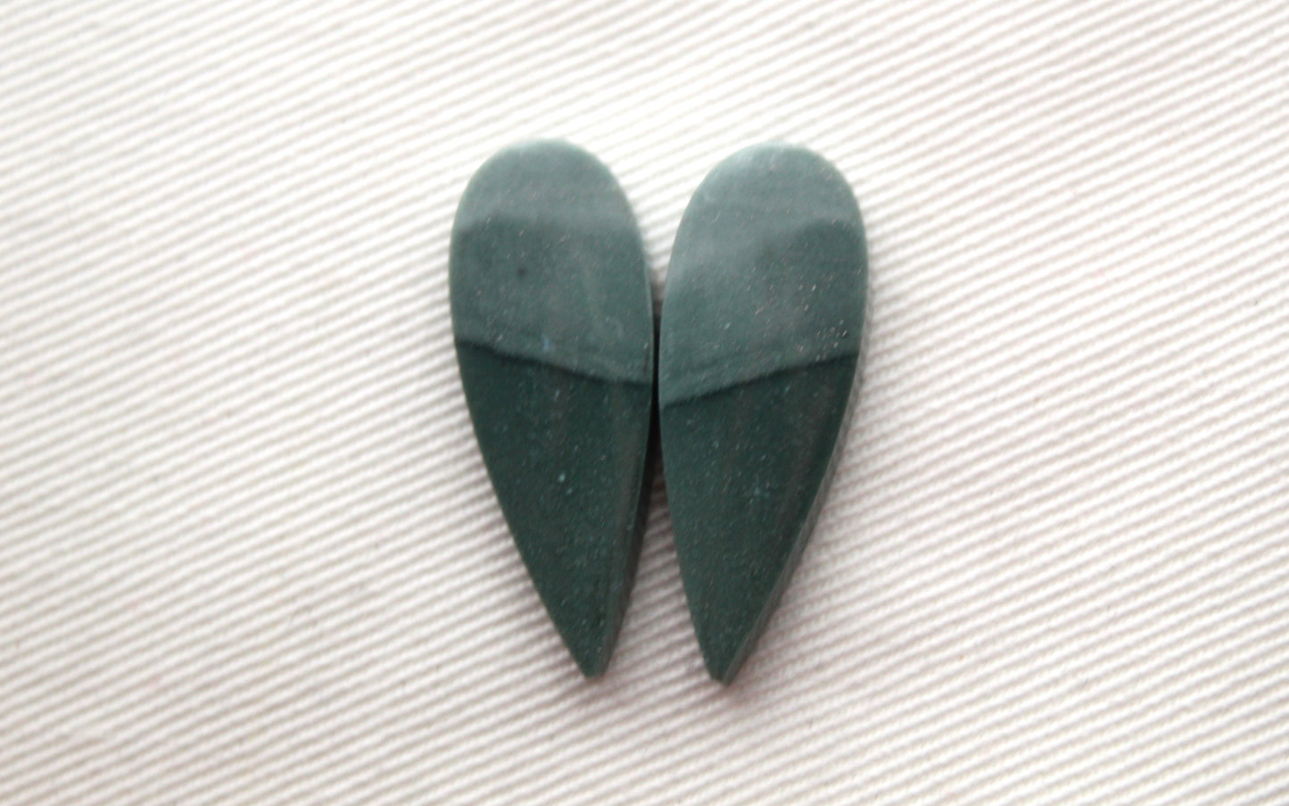 Pair of Imperial green Jasper Cabochons teardrop