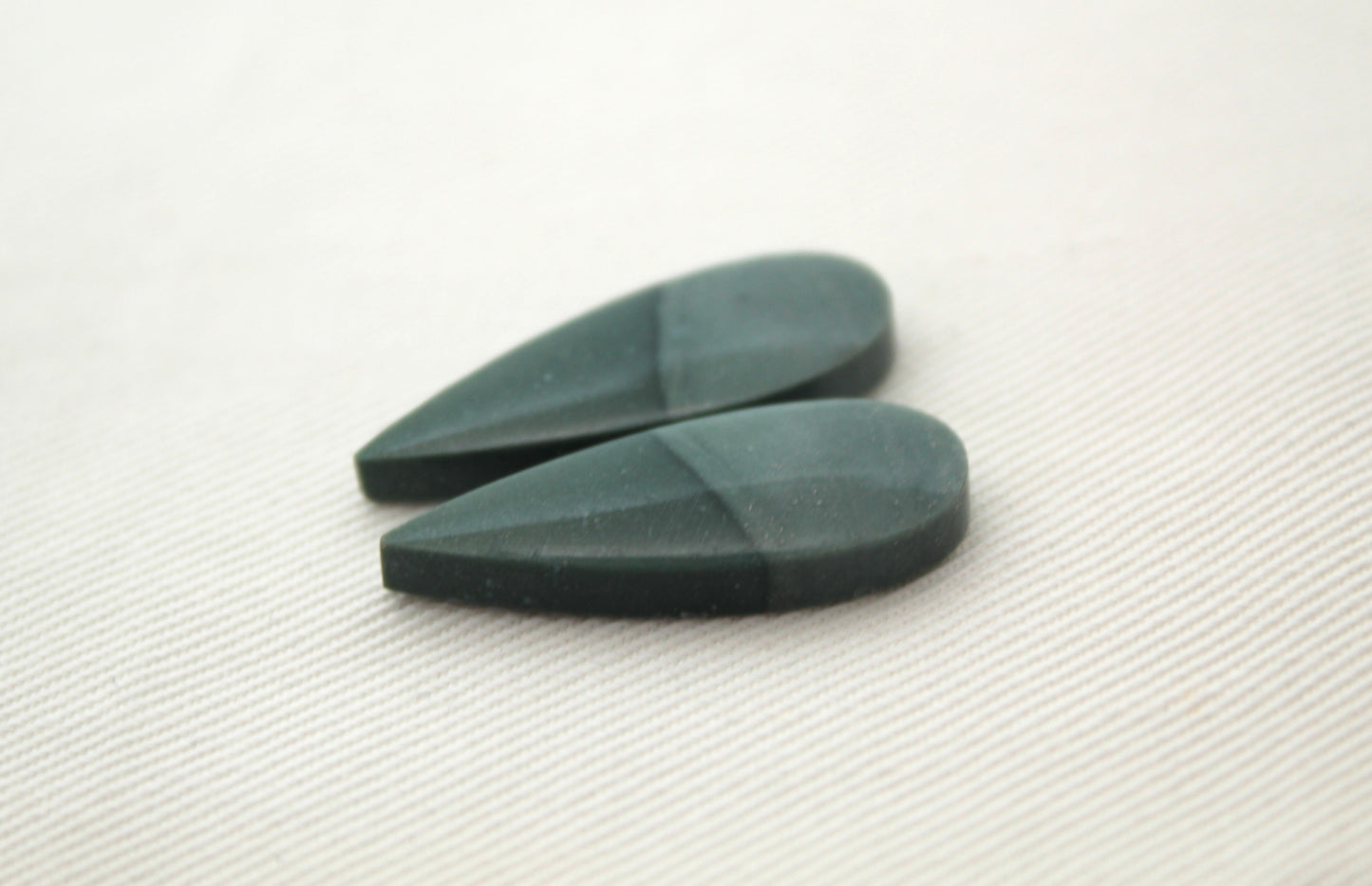 Pair of Imperial green Jasper Cabochons teardrop