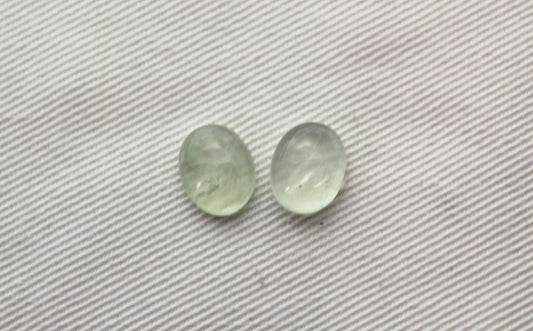 TWO prehnite cabochons Gemstones Oval 8x10MM