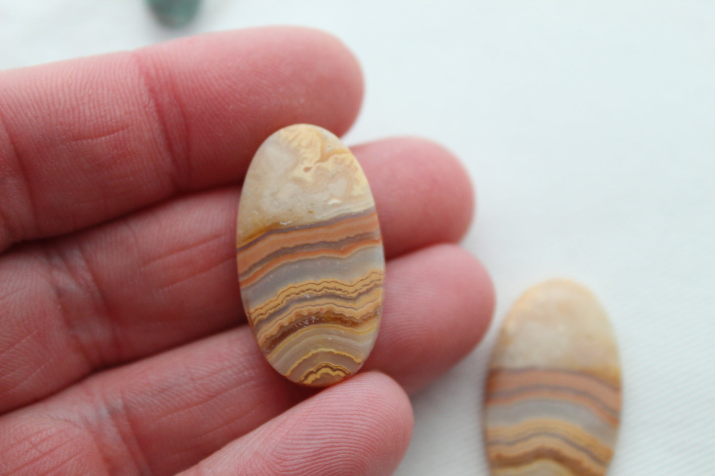 Lace Agates Cabochons Gemstone Pair Oval