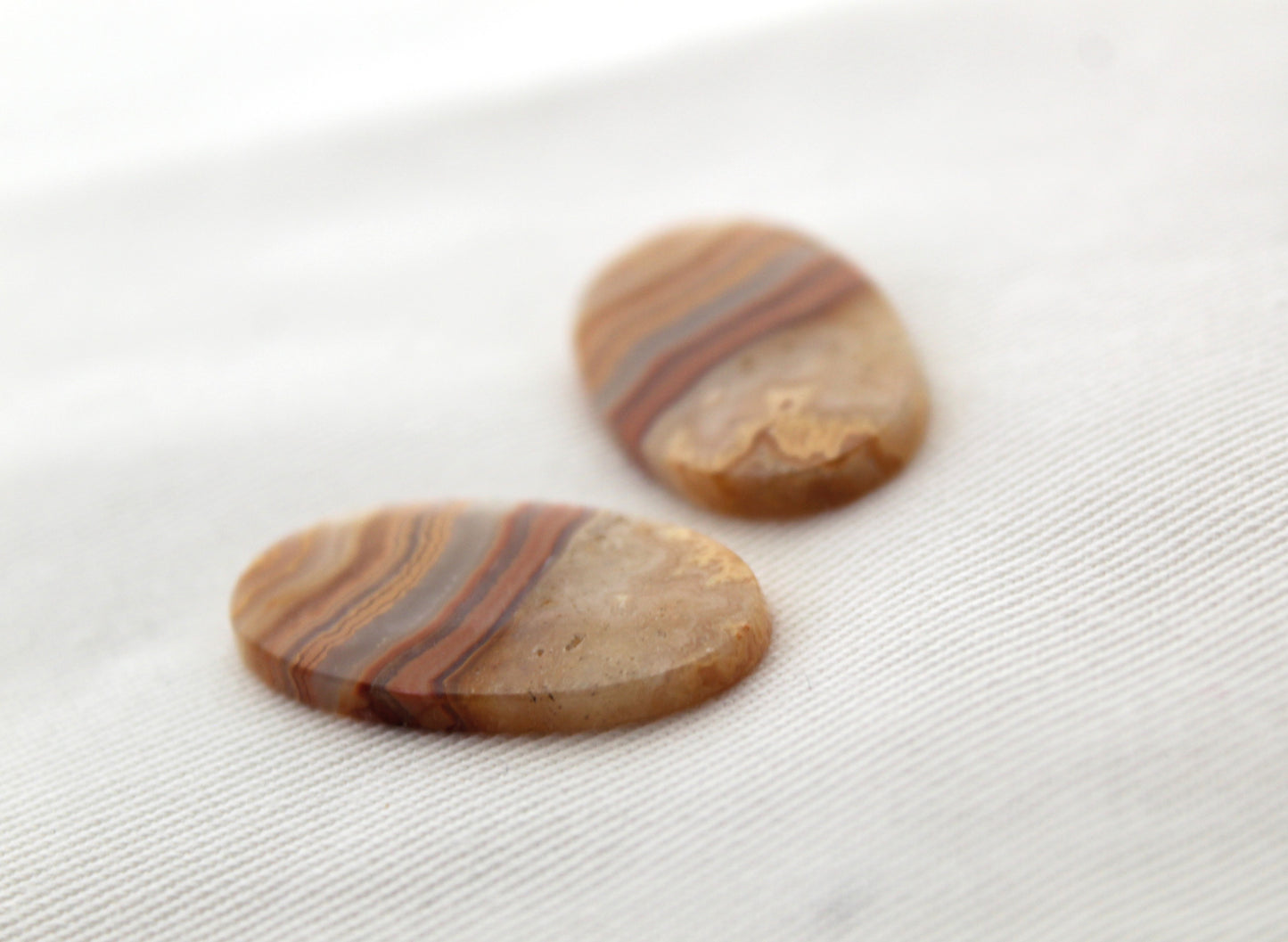 Lace Agates Cabochons Gemstone Pair Oval