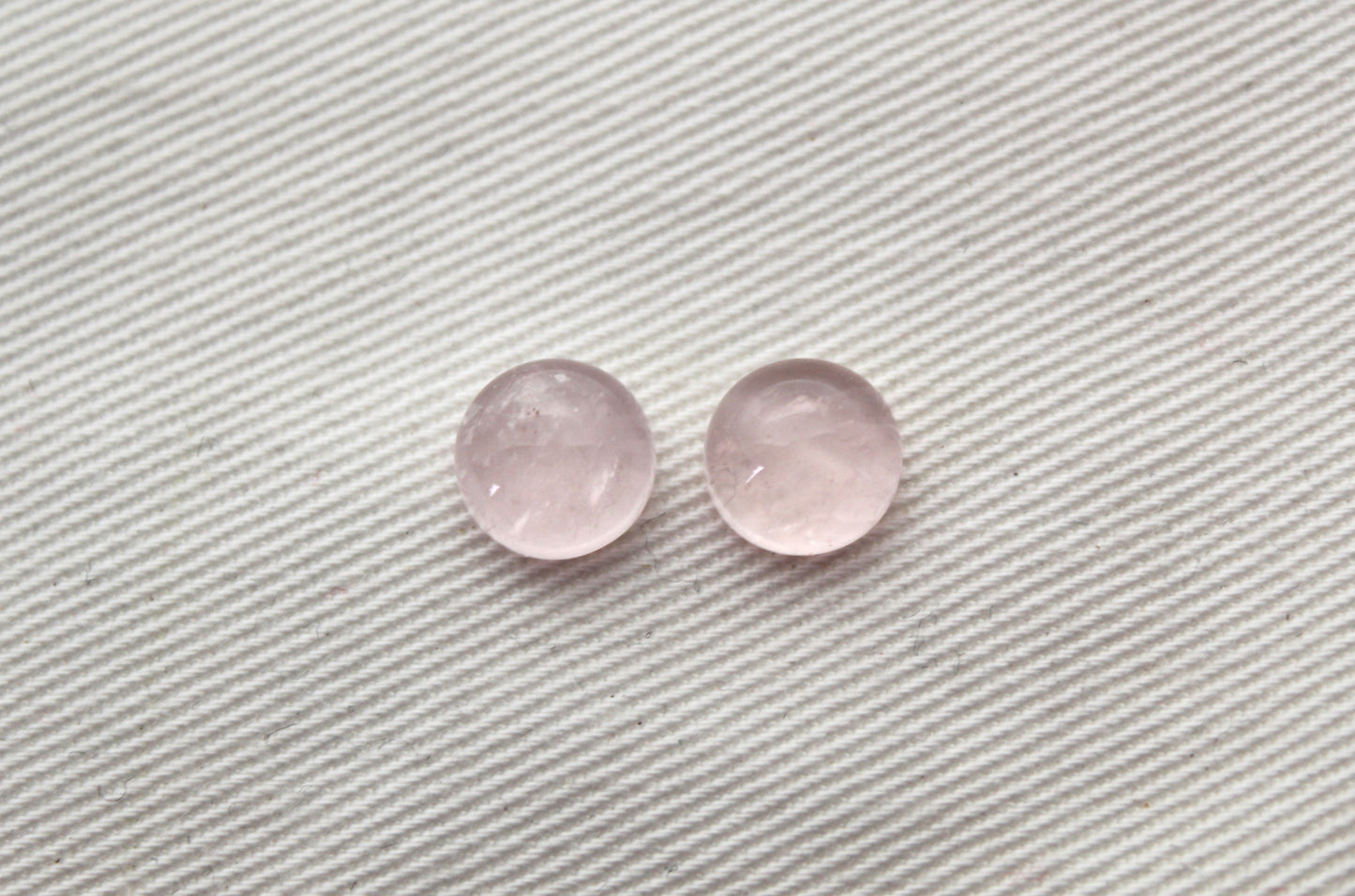 Pair of Pink Quartz cabochons Gemstones round 8MM