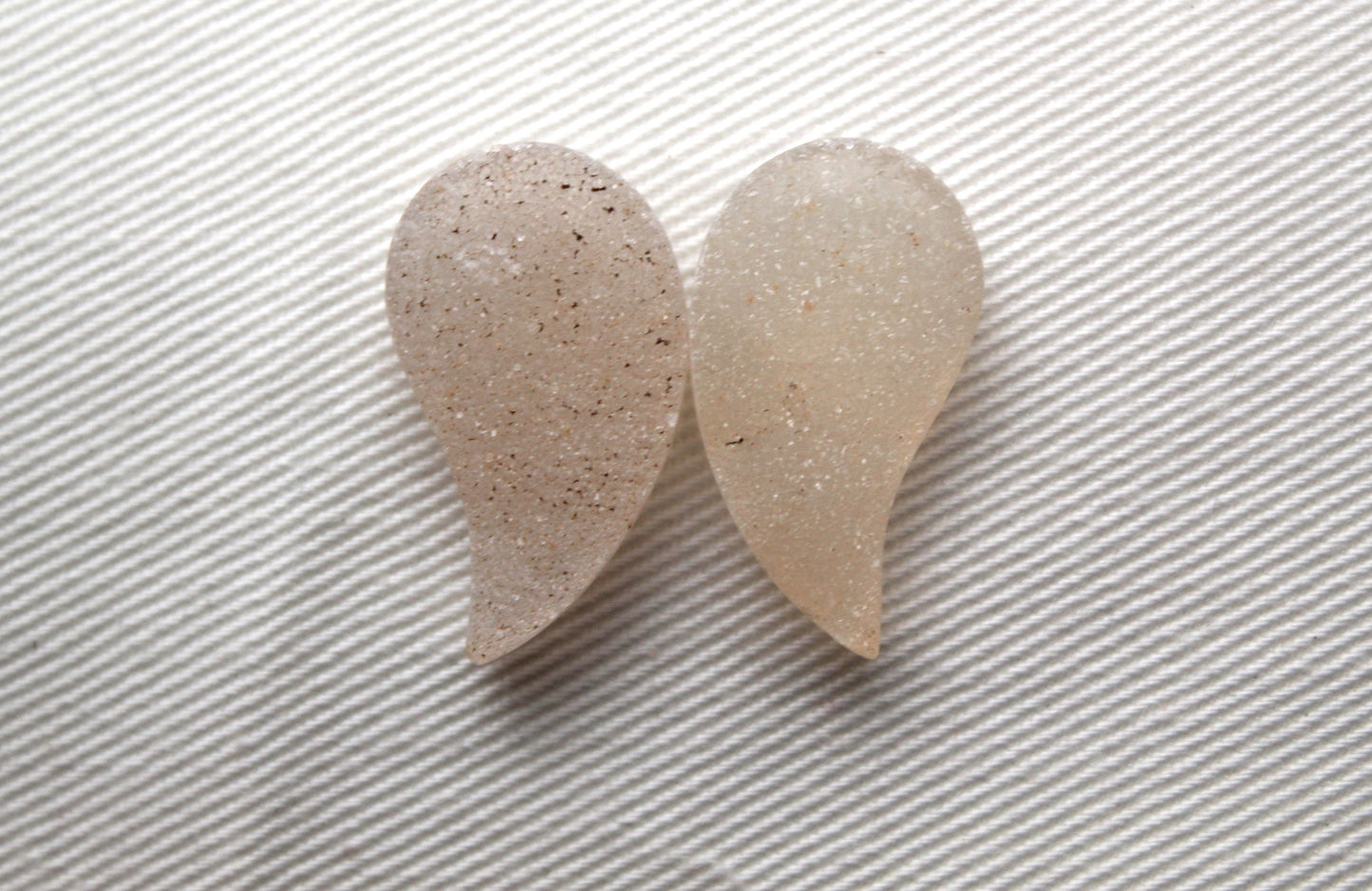 White Druzy Pair Cabochons freeform