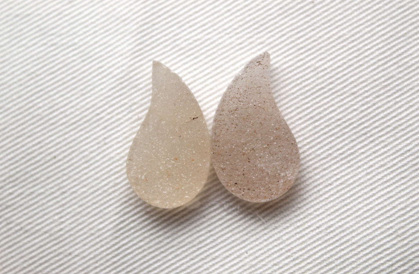 White Druzy Pair Cabochons freeform