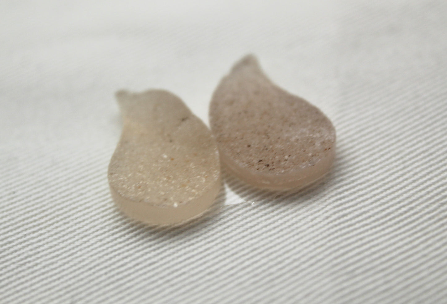 White Druzy Pair Cabochons freeform