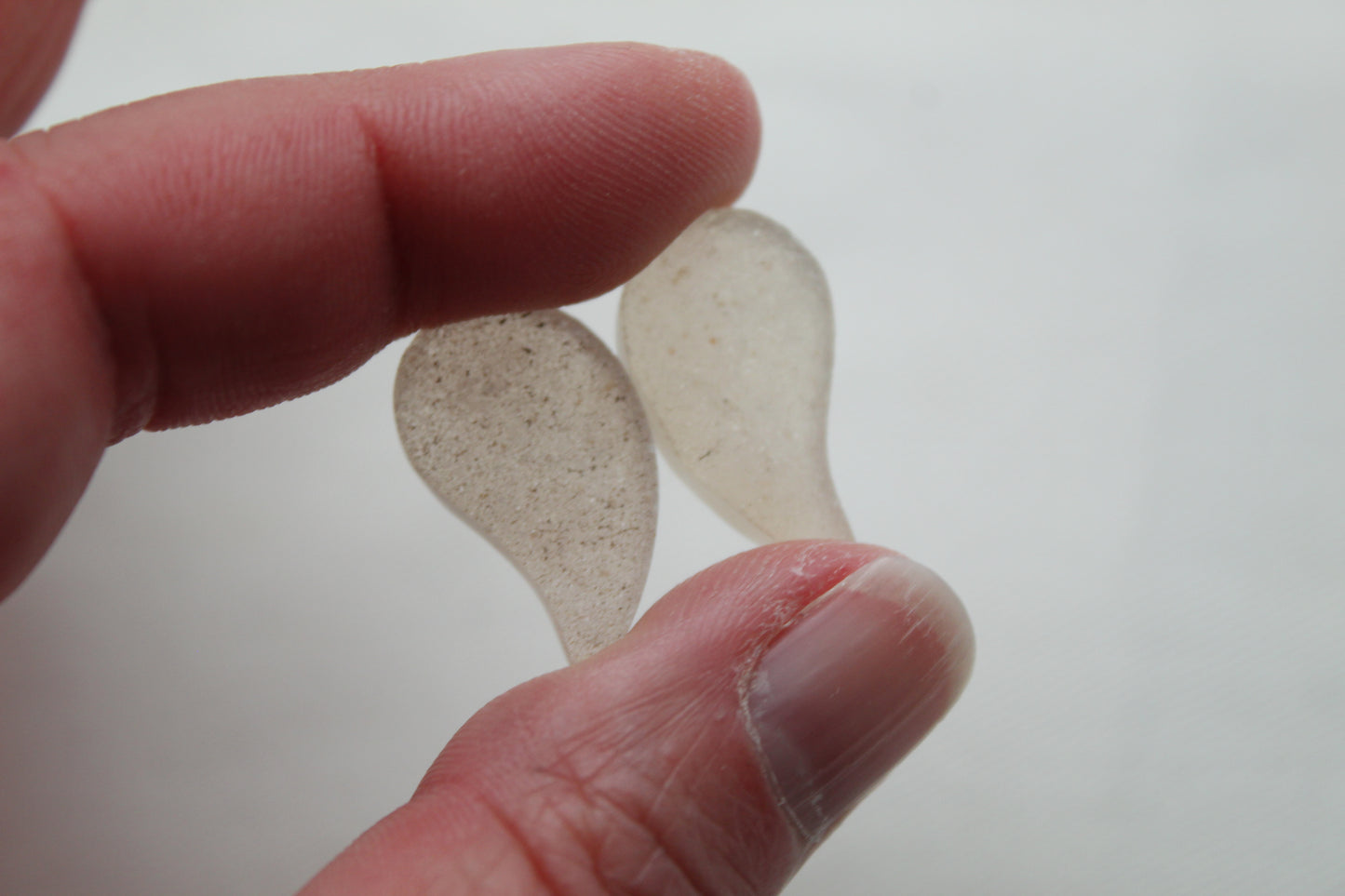 White Druzy Pair Cabochons freeform