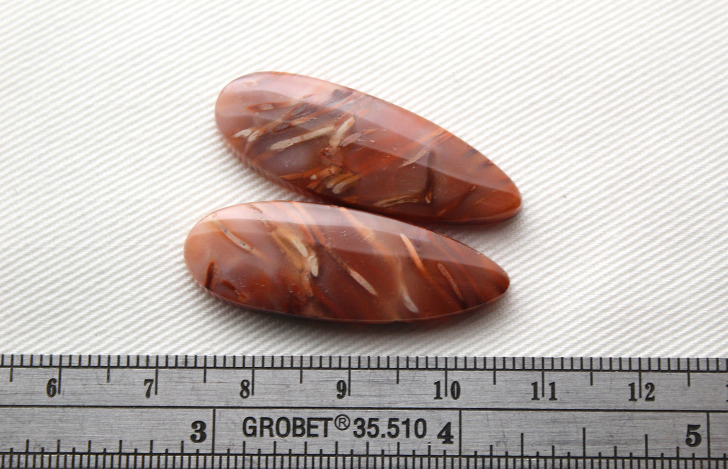 NICE Pair of Petrified Wood Cabochons pink