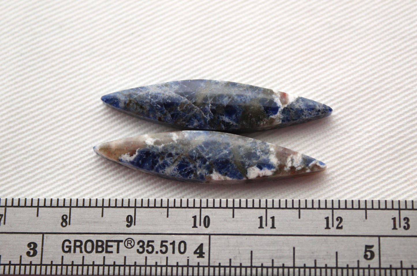 Petite Paire Cabochons Sodalite Gemme Bleu Poire