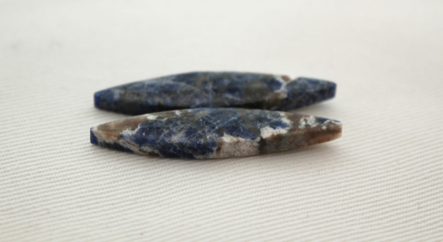 Petite Paire Cabochons Sodalite Gemme Bleu Poire