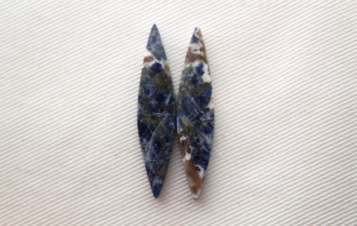 Petite Paire Cabochons Sodalite Gemme Bleu Poire