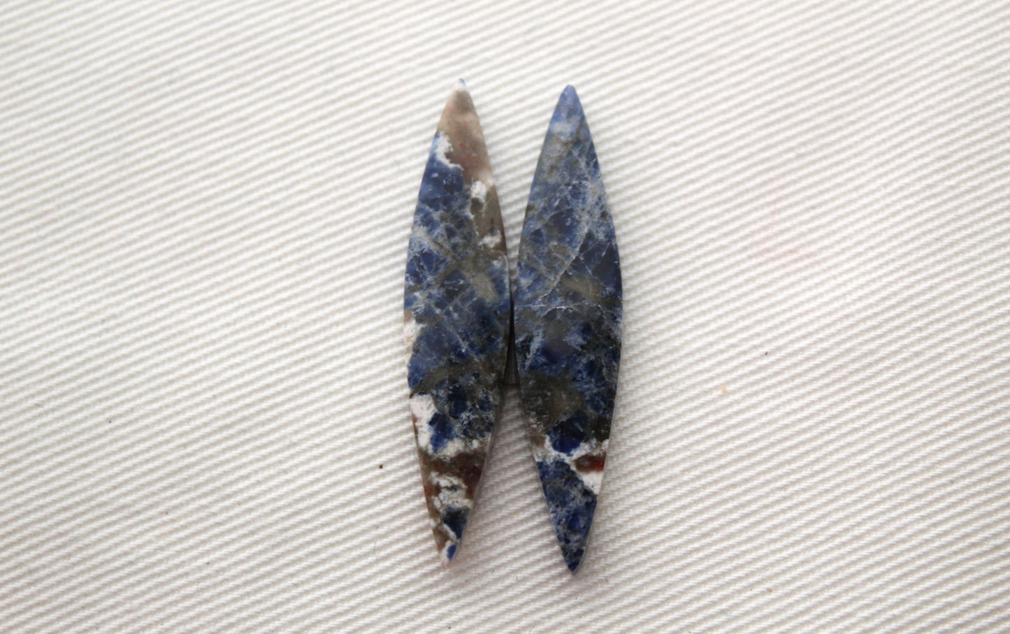 Petite Paire Cabochons Sodalite Gemme Bleu Poire