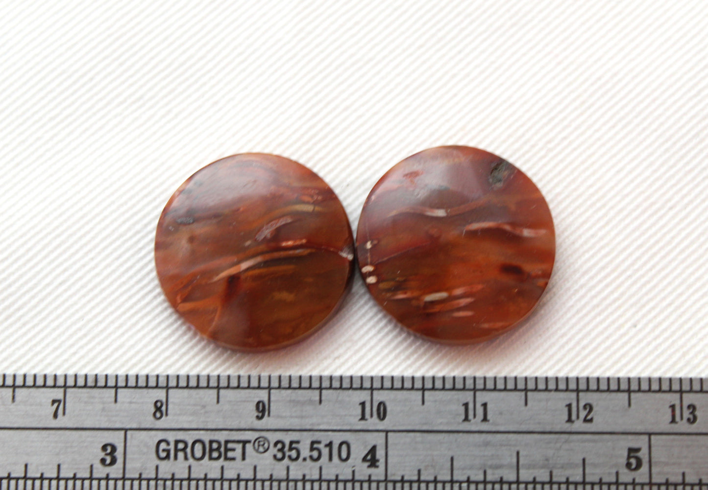 NICE Pair of Petrified Wood Cabochons pink round 20MM