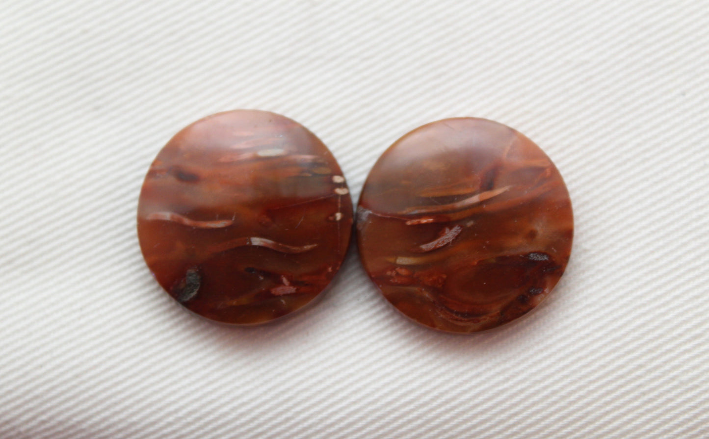 NICE Pair of Petrified Wood Cabochons pink round 20MM