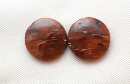 NICE Pair of Petrified Wood Cabochons pink round 20MM