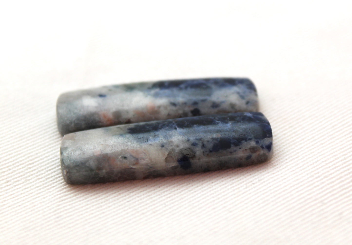 Sodalite pair of cabochons Gemstone blue rectangle