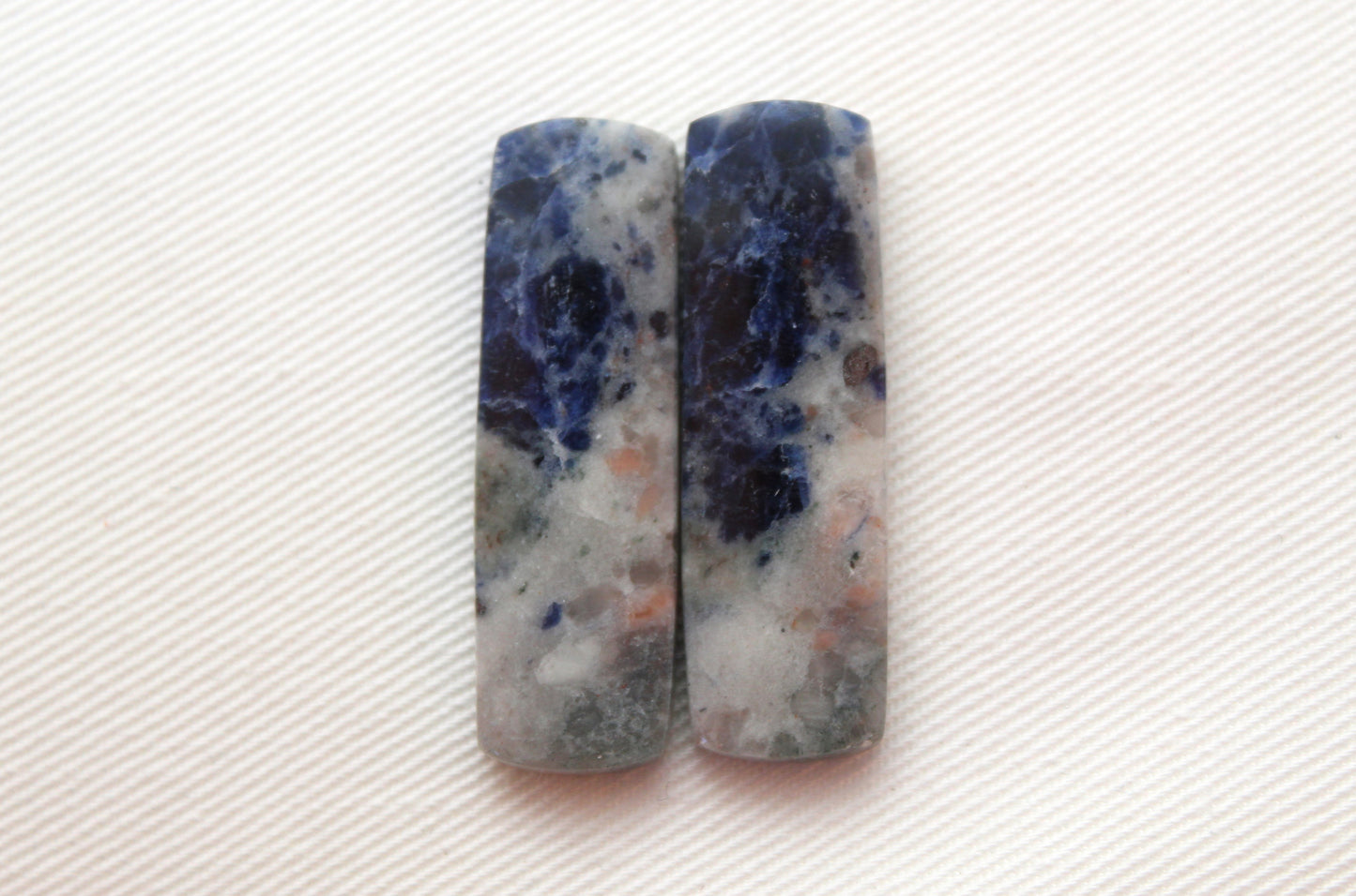 Sodalite pair of cabochons Gemstone blue rectangle