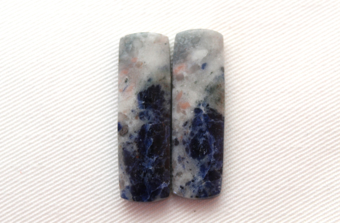 Sodalite pair of cabochons Gemstone blue rectangle