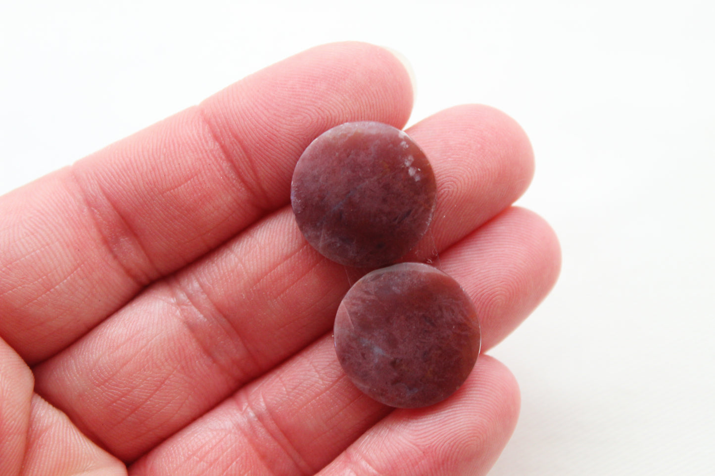 Pink Agate Pair Cabochons Gemstone round 18MM